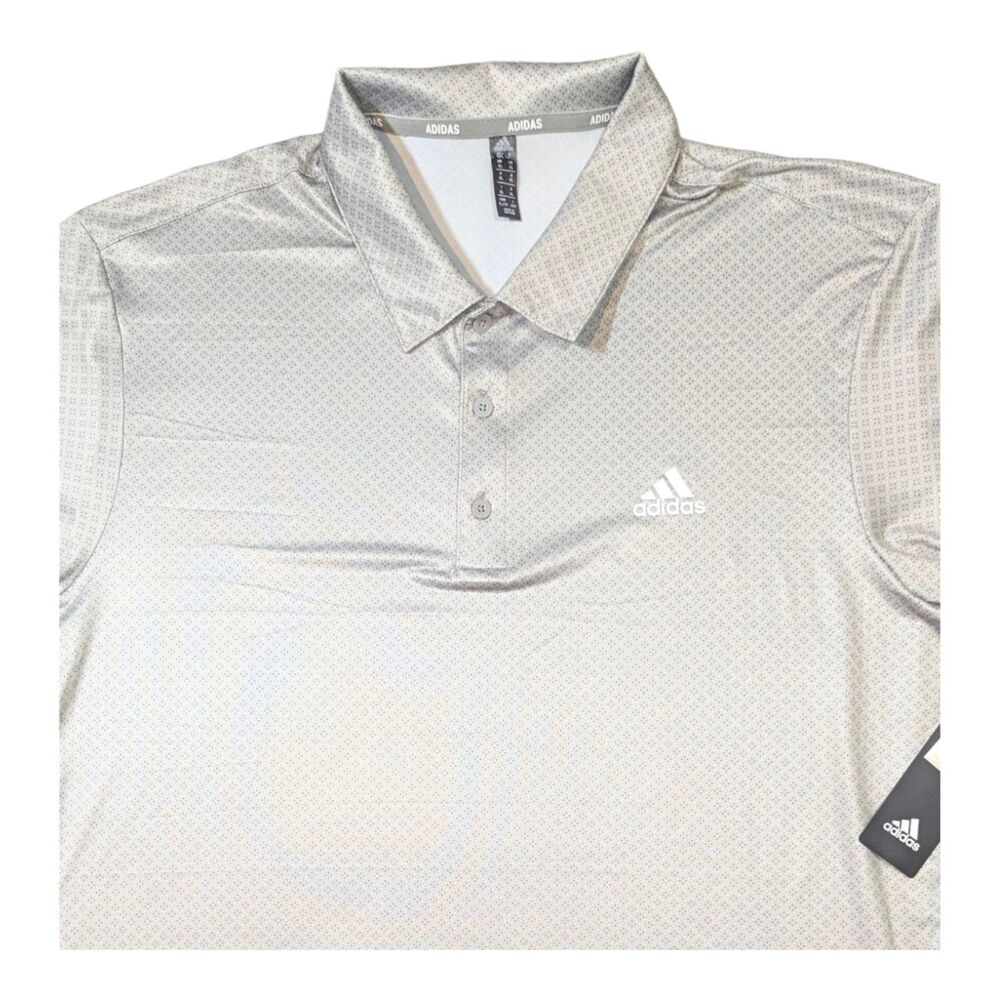 Adidas Golf Ultimate UPF 50 Men's Size XL Golf Polo Dot Print Grey ADVR0792